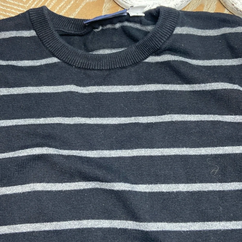 Big Boys Black & Charcoal Gray Striped Crewneck Sweater